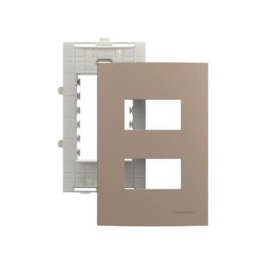 Imagem de Placa Com Suporte Margirius Sleek Colors 4x2 Para 2 Módulos Horizontais Distanciados Argila