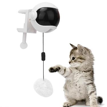 Imagem de Yctze Brinquedo de Bola de Quebra-cabeça de Levantamento Automático Interativo para Gato de Estimação Com Bolas de Cabelo Removíveis - Atividade Elétrica Divertida para Gatos (Branco)