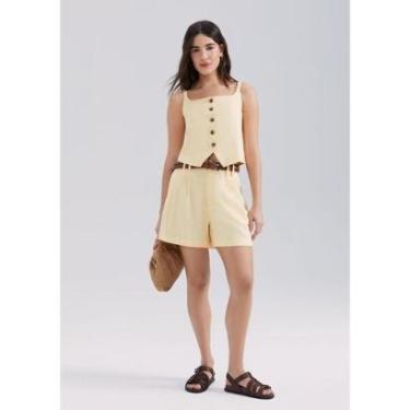 Imagem de Shorts Feminino Em Alfaiataria Com Linho Hering-Feminino