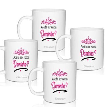 Imagem de Kit 4 Canecas Convite Brancas Personalizadas Para Daminhas - Krystalon