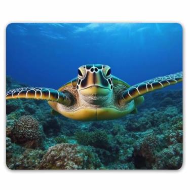 Imagem de Lindo mousepad retangular de borracha antiderrapante para jogos com tartaruga marinha Smooffly