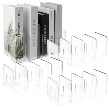 Imagem de KoMvzyl Pacote com 4 classificadores de arquivos de acrílico, organizador de pasta de arquivos transparente com 4 seções, suporte grosso de armazenamento de escritório para livros, envelopes, correio