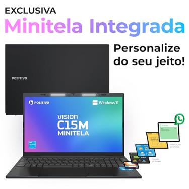 Imagem de Notebook Positivo Vision C15M Intel Celeron N4500 Windows 11 Home 8GB RAM 128GB eMMC Tela 15" Full HD IPS Antirreflexo - Minitela e Tecla Copilot - Cinza