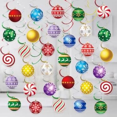Imagem de 68 peças de decorações de Natal em espiral para pendurar bola de Natal em espiral para decoração de teto de Natal para ambientes internos e externos, inverno, Natal, festas de fim de ano