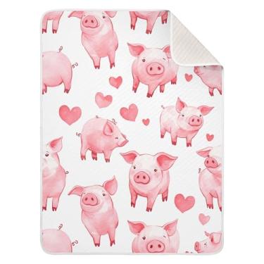 Imagem de SEHANY Lindo cobertor de bebê de porco rosa para meninos e meninas, cobertores macios e aconchegantes de algodão para bebês