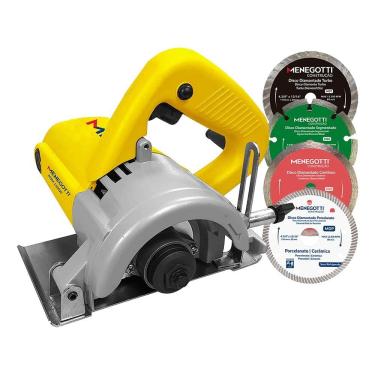 Imagem de Serra Circular Mármore Com Kit Refrigeração MSM1300W + 4 Disco Diamantados Menegotti 127V