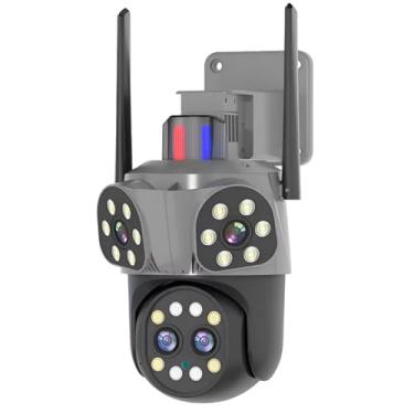 Imagem de Câmera de Segurança WiFi PTZ 4 Lentes 360° com Rastreamento Automático, Zoom 10x, Visão Noturna Colorida, Áudio Bidirecional, Alarme Inteligente e Proteção IP66 – Monitoramento Panorâmico Avançado