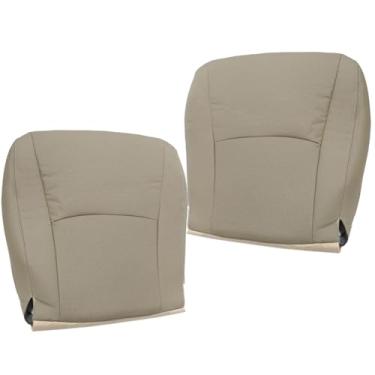 Imagem de Vigoraze Capas de assento de couro perfurado de substituição dianteira para motorista e passageiro bege compatível com Toyota Highlander 2004 2005 2006 2007 2008 2009 2010 2011 2012 2013