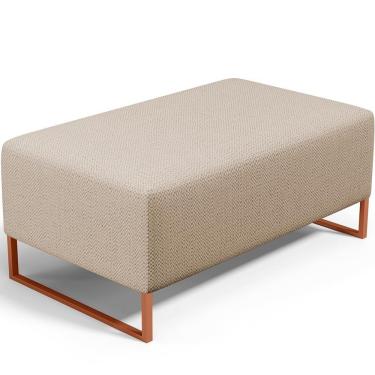 Imagem de Puff Decorativo Sala De Estar Cléo 90cm Base De Ferro Cobre W01 Linho Bege Escuro- Lyam Decor