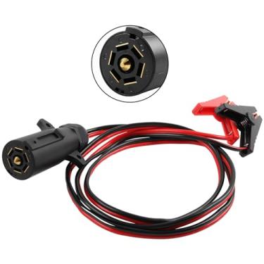 Imagem de Plugue de reboque de 7 vias para cabo de clipes jacaré, 10AWG 7 pinos 12V acesso de energia ao conector de clipe de crocodilo, fonte de alimentação para trailer de caminhão trailer conexão rápida 1,5