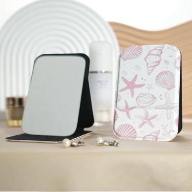 Imagem de Espelho de maquiagem portátil Millennium Y2K Fresh Series, mini espelho de maquiagem portátil dobrável, espelho de contorno quadrado portátil com flip vertical, adequado para todos em várias ocasiões