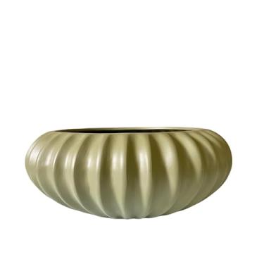 Imagem de Vaso centro de mesa bacia ikebana verde oliva médio luxo