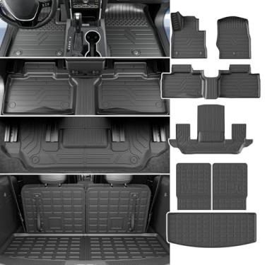 Imagem de powoq Tapete de chão para 6 assentos compatível com Ford Explorer 2020-2026 para Ford Explorer, forro de porta-malas TPE para acessórios Ford Explorer 2020-2026