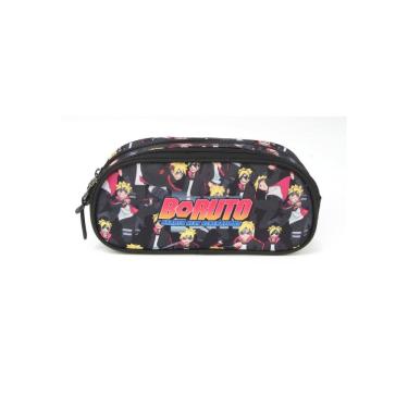 Imagem de Estojo Escolar Duplo Boruto Naruto Preto Infantil Canetas
