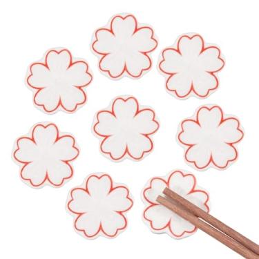 Imagem de GLOBLELAND 8 peças de suporte de pauzinhos de flor de cerejeira branca de cerâmica para descanso de pauzinhos para jantar, garfo, colher, utensílios de mesa, casa, restaurantes, cozinha, presente