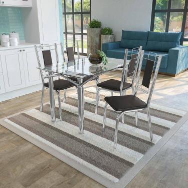 Imagem de Conjunto Mesa Elba Tampo De Vidro Incolor Com 4 Cadeiras Cromada/preto