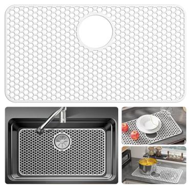 Imagem de Bestjing Protetores de pia de silicone para pia de cozinha - acessório protetor de cozinha de 66 cm x 35 cm, tapete antiderrapante resistente ao calor para parte inferior de porcelana de aço