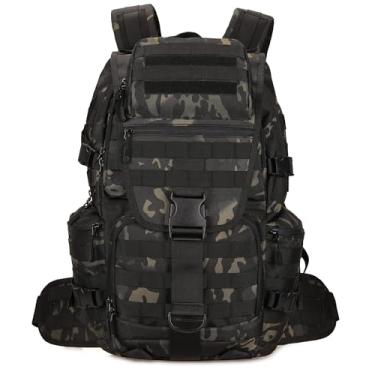 Imagem de KXBUNQD Mochila Tática Militar 50L, Mochila Grande À Prova D'Água Para Caminhadas, Pacote Militar De 3 Dias, Bolsa Molle