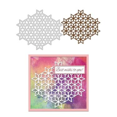 Imagem de 1 estêncil de matriz de corte de aço carbono, molde de corte com tema de losango colorido de aço inoxidável para álbum de fotos faça você mesmo, cartão de papel decorativo em relevo, 10 x 11,7 x 0,1