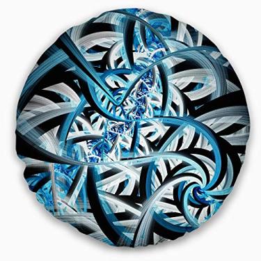 Imagem de Design fractal espiral azul Designart sala de estar redonda, sofá, almofada de alta qualidade + capa de almofada impressa em ambos os lados 40 cm
