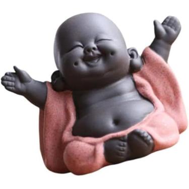 Imagem de Ornament de Cerâmica Buda Rindo Sempre Aberto Estátua Feng Shui para Decoração Casa e Escritório Figura Feliz Trabalho Exquisito Base Estável Presente