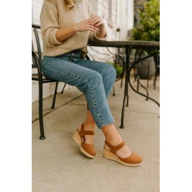 Imagem de Sandália Anabela Feminina Espadrille Confortável Salto Médio Com Elast