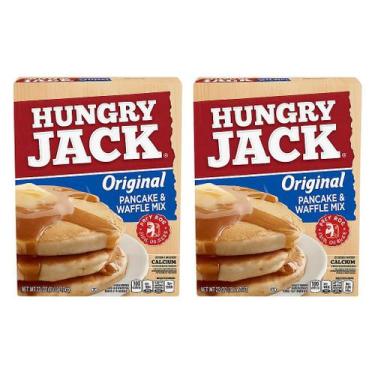 Imagem de Kit 2 caixas mistura para panqueca e waffle original hungry jack 907g 
