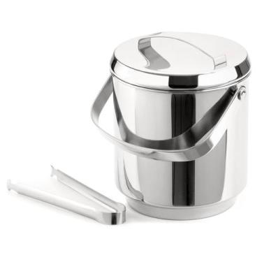Imagem de Balde De Gelo Inox Com Pegador Pinça 2,3 Litros Baldinho Container Int