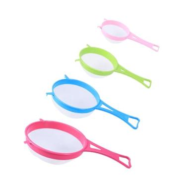 Imagem de DIYEAH 4 peças de peneira de plástico de malha fina com cabo longo e ganchos duplos, peneira de farinha multiuso e filtro de chá para coar suco de quinoa, açúcar, macarrão, lavável na lava-louças, cor