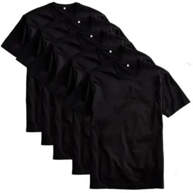 Imagem de Kit 5 Camisetas Básicas Masculina T-shirt Algodão Preta Tee-Masculino