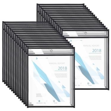 Imagem de Pacote com 30 suportes para bilhetes de trabalho, suporte de bilhetes resistente 22 x 30 cm, capas de papel de plástico, protetores de documentos apagáveis a seco ou ordens de trabalho em sala de aula