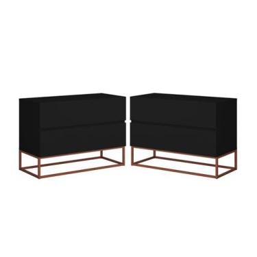 Imagem de Conjunto 2 Mesa de Cabeceira Eros 60 Estilo Industrial Base Cobre - LC