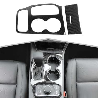 Imagem de JeCar Kit de capa de acabamento de painel de câmbio de marchas acessórios interiores compatíveis com Jeep Grand Cherokee 2016-2020, fibra de carbono