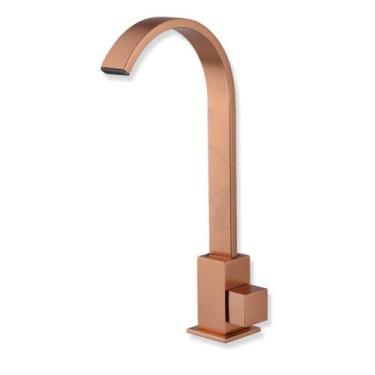 Imagem de Torneira de Pia para Banheiro Cascata Rose Gold Bica Movel Alta - Home