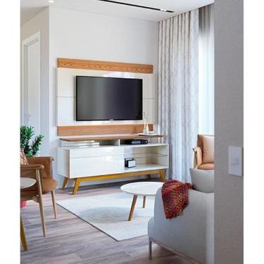 Imagem de Rack Bancada 1 Gaveta com Nicho e Painel para Tv Ambiente Classic 1.4 Off White Freijó - Imcal