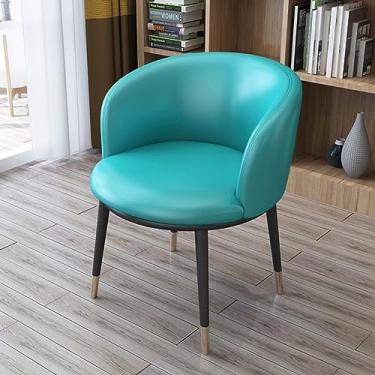 Imagem de AkosOL Poltrona cadeira de sala de estar, cadeiras de recepção de convidados, cadeira de jantar estofada de couro com pernas de metal, encosto curvo, cadeiras de lazer, cadeira lateral, cadeira