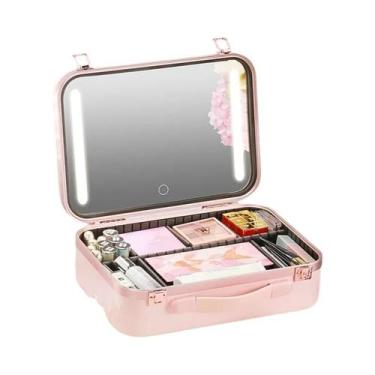 Imagem de Estojo De Maquiagem Portátil Com Luz LED E Espelho, 3 Configurações De