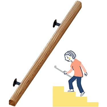 Imagem de HDVLXZLY Corrimãos de madeira para escadas internas montadas na parede, barra de apoio antiderrapante, corrimãos de escada auxiliar para idosos/deficientes), 3 m (9,8 pés)