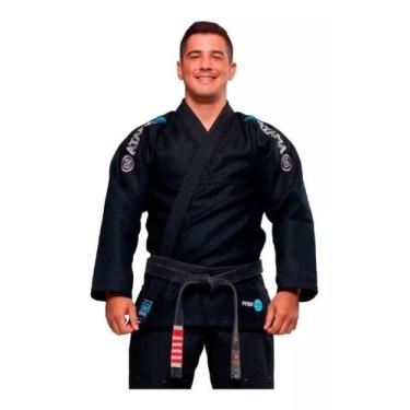 Imagem de Kimono Mundial 10 Preto Jiu Jitsu Trançado BJJ Atama, Preto, A3, Uniss