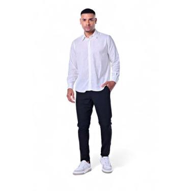 Imagem de Camisa Masculina Linho Misto Rabbitohs, G, Branco