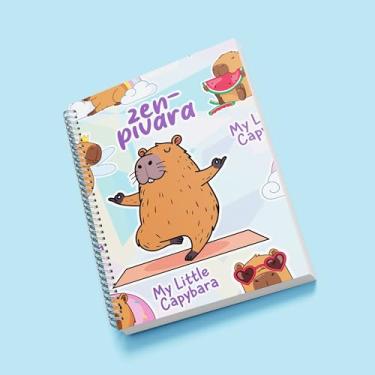 Imagem de Caderno Universitário Capa Dura Capivara, Animado e Divertido, Espiral com Bolsa Interna e Cartela de Adesivos (CAPA 3, 12 MATÉRIAS (240 FLS))