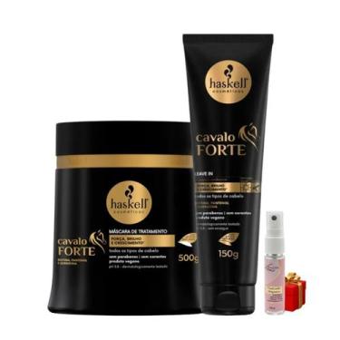 Imagem de Kit Cavalo Forte 1 Máscara 500ml 1 Leave In 150g Haskell + Presente Lo
