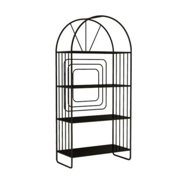 Imagem de Estante de livros para sala de estar, prateleira de cabeceira, multicamadas, para uso doméstico, pequena estante, quarto, prateleira de armazenamento de ferro moderna (preto)