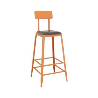 Imagem de Mesa e cadeiras de bar quadrado de ferro colorido altura varanda leite chá loja bancos altos tamanho grande para ilha de cozinha (laranja)