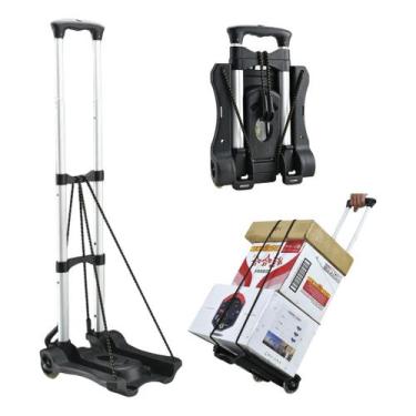 Imagem de Carrinho Dobrável Para Feira Mercado Carga Viagem Bagagem 60kg Portáti