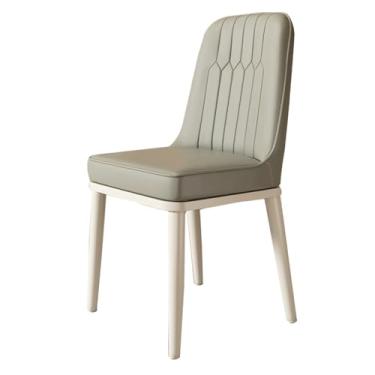 Imagem de Cadeiras de jantar modernas com almofada de esponja de alta elasticidade espessa e pernas de aço carbono - design ergonômico de inclinação de 105°, encosto cinza confortável