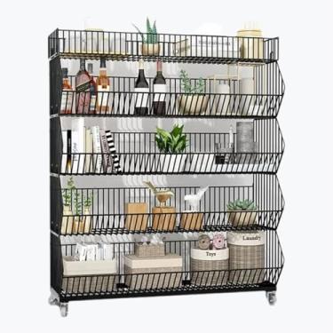 Imagem de Suporte grande de 5 camadas de batatas fritas, prateleira de varejo de aço carbono para frutas e vegetais, lojas supermercados drogarias organizador de conveniência (tamanho: L60 cm (23,6 pol.)