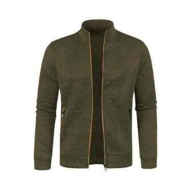 Imagem de Jaqueta Masculina De Inverno Com Zíper Longo, Bloco De Cores, Pelúcia,