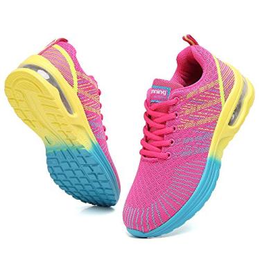 Imagem de Ezkrwxn Tênis Esportivo Feminino Para Corrida, Atlético Caminhada, Malha Respirável, Confortável, Academia, Rosa, Vermelho, Tamanho 8,5