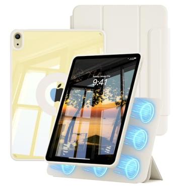 Imagem de KVTVOU Capa transparente para iPad A16 11ª geração de 11 polegadas, para iPad 10ª geração de 11 polegadas com fecho, capa magnética removível giratória tripla traseira, policarbonato rígido